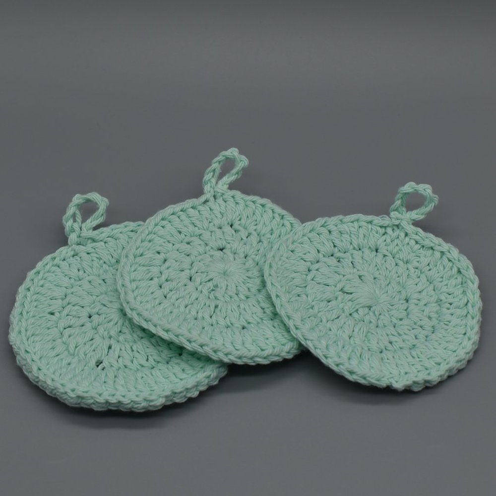 Hand Crafted Crochet Reusable Cotton Rounds Face Set of Three - Picture 2 of 5